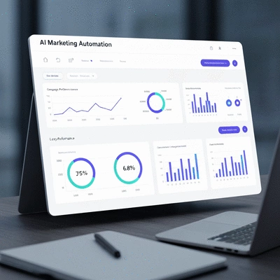 Modern dashboard displaying AI marketing automation data and analytics